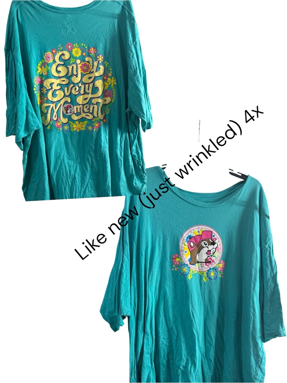 Buc-ee’s teal enjoy every moment tee shirt.  4x